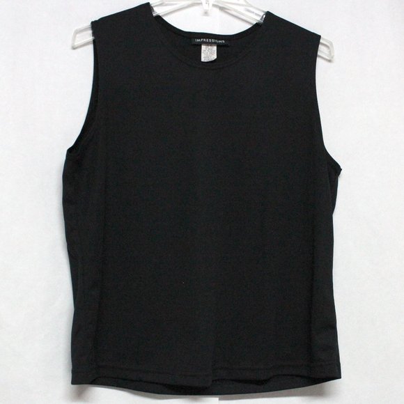 Women's Large Basic Everyday Sleeveless Black Top - Picture 1 of 10